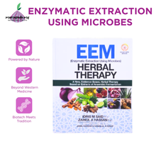 Load image into Gallery viewer, Book cover of 'EEM Herbal Therapy' with icons and text about enzymatic extraction using microbes.